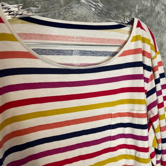 St Johns Bay Women Colorful Rainbow Striped Boat Neck Long Sleeve T Shirt 2X - Picture 5 of 9